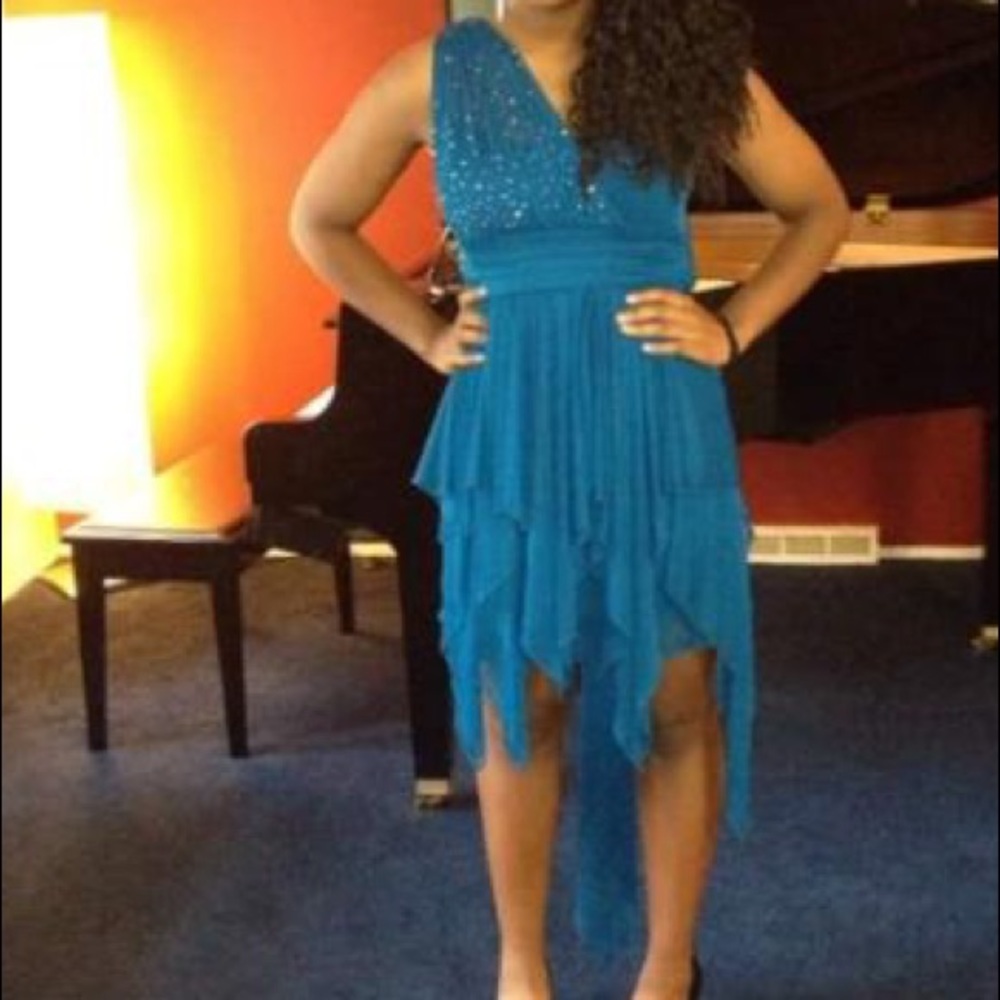 Teal One shoulder Dress